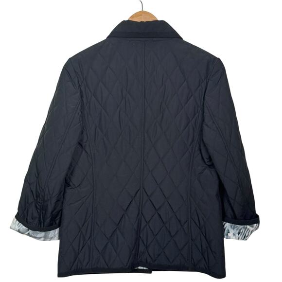 Salvatore Ferragamo Size 8 Black Logo Snap Quilted Zebra Print Lined Jacket - Picture 6 of 9